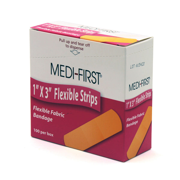 Flexible Bandage, 1 in W, 3 in L, Cloth