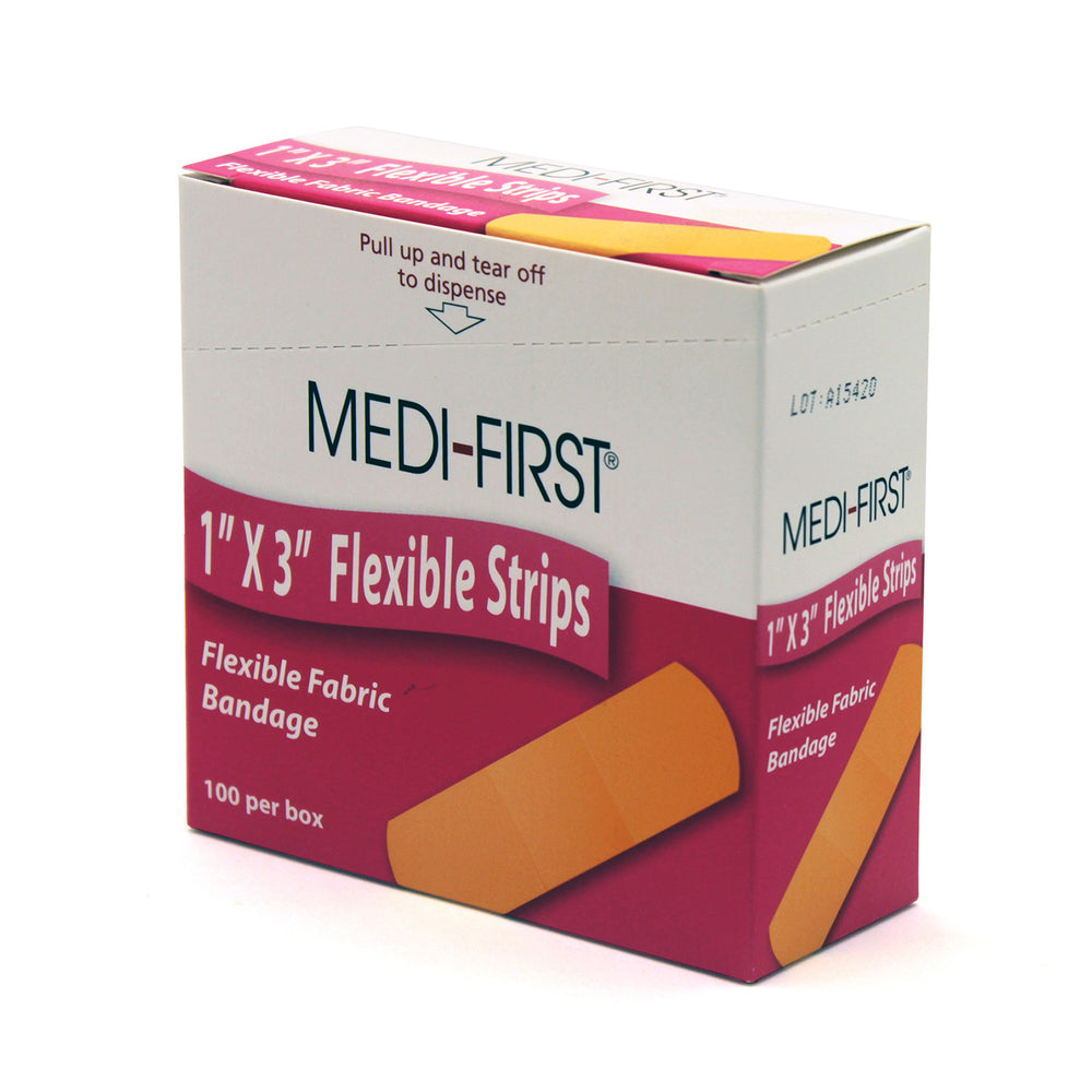 Flexible Bandage, 1 in W, 3 in L, Cloth