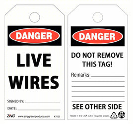 Danger Live Wires Safety Tags, 10/pk | 7026