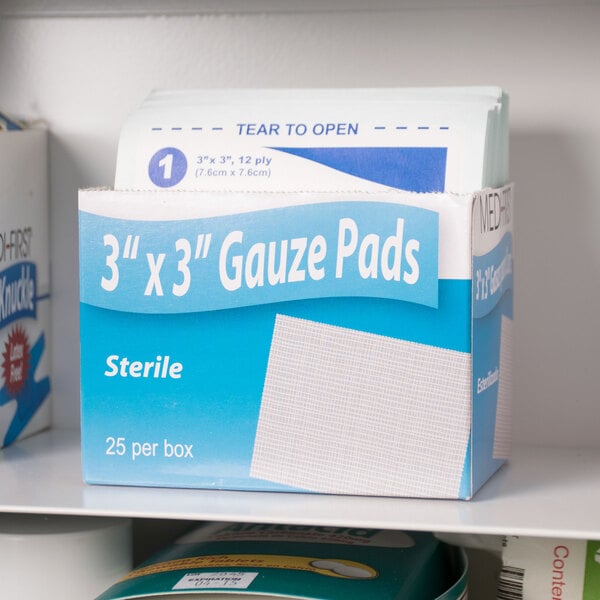 Sterile Gauze Pad, 3 in W, 3 in L, - 25/Box