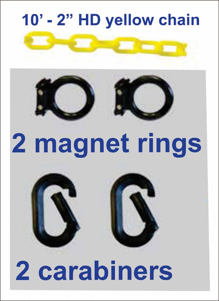 Loading Dock Kit - Includes 2 Magnetic Rings - 2 Carabiners and HD Yellow Chain