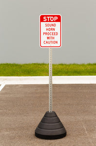 Sign Base, 72 lb, Post and Sound Horn Sign