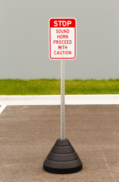 Sign Base, 72 lb, Post and Sound Horn Sign