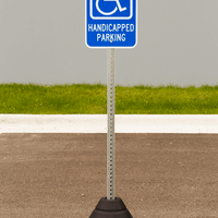 Sign Base, 72 lb, Post and Handicapped Parking Sign with Graphic