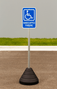 Sign Base, 72 lb, Post and Handicapped Parking Sign with Graphic