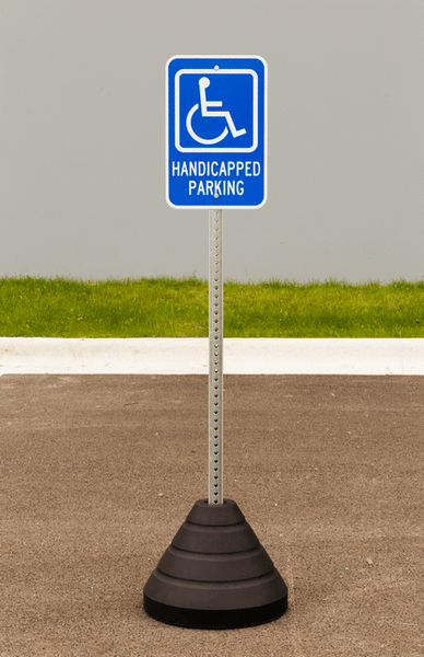Sign Base, 72 lb, Post and Handicapped Parking Sign with Graphic