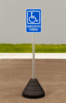 Sign Base, 72 lb, Post and Handicapped Parking Sign with Graphic