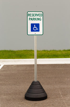 Sign Base, 72 lb, Post and Reserved Parking Handicapped Sign