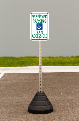 Sign Base, 72 lb, Post and Reserved Parking Van Accessible Handicapped Sign