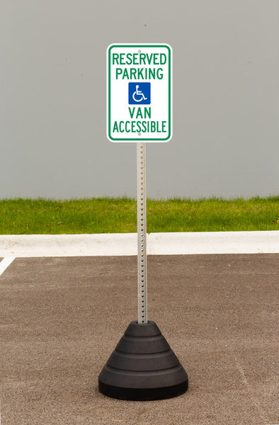 Sign Base, 72 lb, Post and Reserved Parking Van Accessible Handicapped Sign