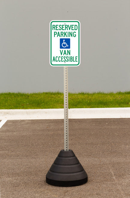 Sign Base, 72 lb, Post and Reserved Parking Van Accessible Handicapped Sign