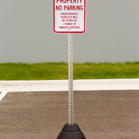 Sign Base, 72 lb, Post and Private Property No Parking Sign