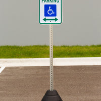 Sign Base, 72 lb, Post and Handicapped Reserved Parking, with Double Arrow" Sign