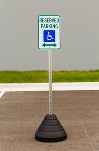 Sign Base, 72 lb, Post and Handicapped Reserved Parking, with Double Arrow" Sign