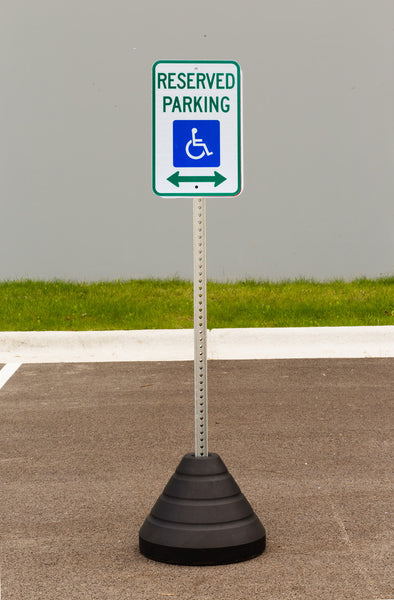 Sign Base, 72 lb, Post and Handicapped Reserved Parking, with Double Arrow