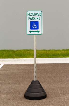 Sign Base, 72 lb, Post and Handicapped Reserved Parking, with Double Arrow" Sign