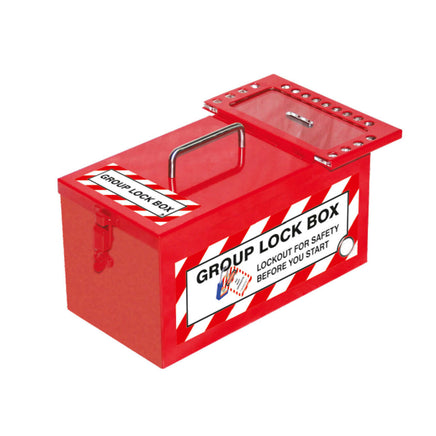 Group Lockout Box/Storage Box Combo, Red, Steel