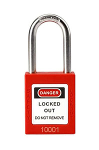 Lockout Padlock, Plastic Body - Red, 1.5" Shackle, KD