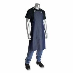 
Denim Apron, 28 in W x 38 in L, Blue, No Pockets
