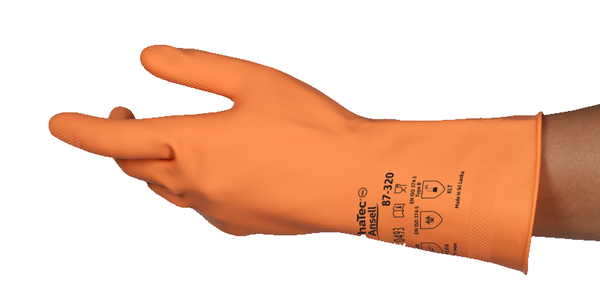 AlphaTec 87-320 - Flocked-lined natural rubber gloves - Size 7