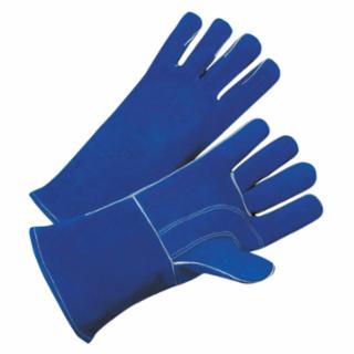 7344 Leather Welding Gloves, Leather, Large, Blue, 4 in cuff, Cotton Lining