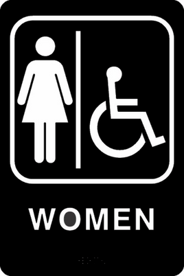 ADA Braille Sign - WOMEN -Black | ADA-101