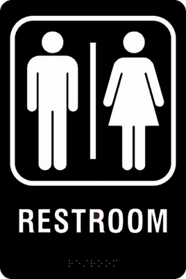 ADA Braille Sign - RESTROOM -Black | ADA-102