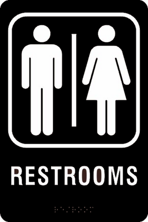 ADA Braille Sign - RESTROOMS -Black | ADA-103