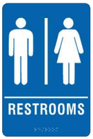 Restrooms Blue Brown Or Black ADA Braille Signs | ADA-103

