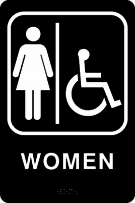 ADA Braille Sign - WOMEN/HDCP -Black | ADA-104