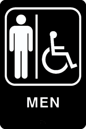 ADA Braille Sign - MEN/HDCP -Black | ADA-105