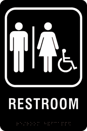 ADA Braille Sign - RESTROOM/HDCP -Black | ADA-106