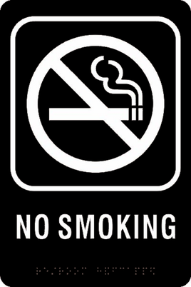 ADA Braille Sign - NO SMOKING -Black | ADA-108