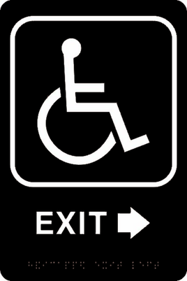 ADA Braille Sign - EXIT/HCDP RIGHT -Black | ADA-110
