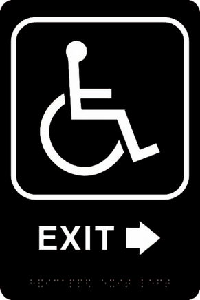 ADA Braille Sign - EXIT/HCDP RIGHT -Black | ADA-110