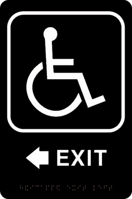 ADA Braille Sign - EXIT/HCDP LEFT -Black | ADA-111