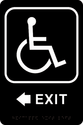 ADA Braille Sign - EXIT/HCDP LEFT -Black | ADA-111
