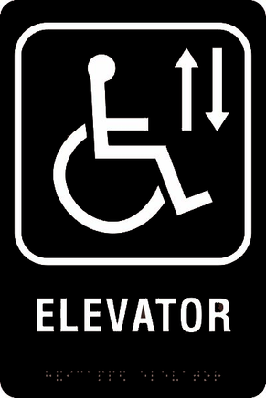 ADA Braille Sign - ELEVATOR/HCDP -Black | ADA-112