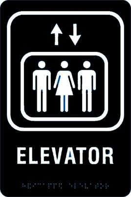 ADA Braille Sign - ELEVATOR -Black | ADA-113
