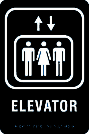 ADA Braille Sign - ELEVATOR -Black | ADA-113