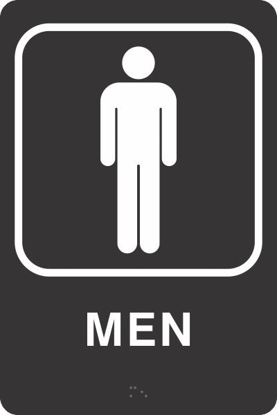ADA Braille Sign - MEN -Black | ADA-100