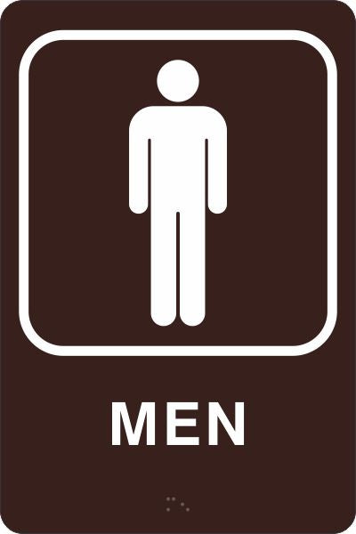 ADA Braille Sign - MEN -Brown | ADA-100