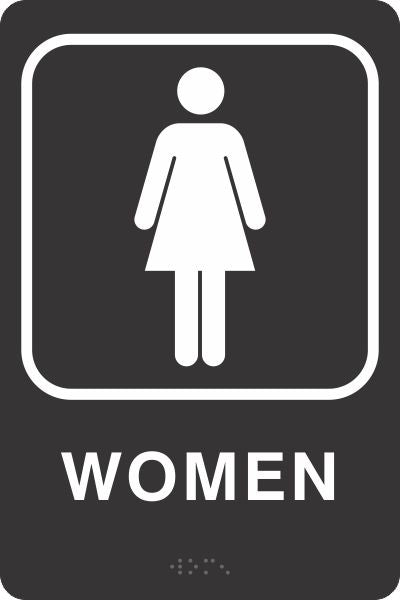 ADA Braille Sign - WOMEN -Black | ADA-101