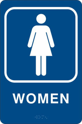 ADA Braille Sign - WOMEN -Blue | ADA-101