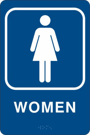 ADA Braille Sign - WOMEN -Blue | ADA-101