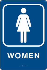 ADA Braille Sign - WOMEN -Blue| ADA-101