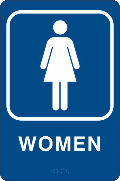 ADA Braille Sign - WOMEN -Blue| ADA-101