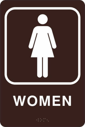 ADA Braille Sign - WOMEN -Brown | ADA-101