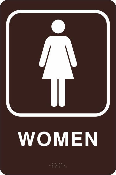 ADA Braille Sign - WOMEN -Brown | ADA-101