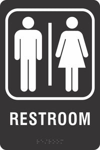 ADA Braille Sign - RESTROOM -Black | ADA-102